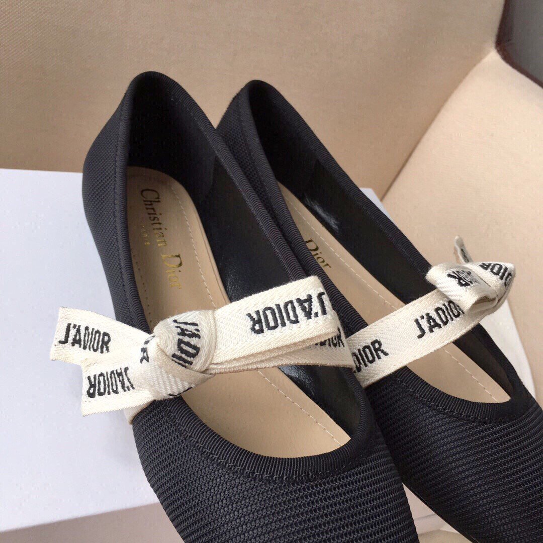 Dior Miss J'Adior Ballerina Flats In Black Technical Canvas