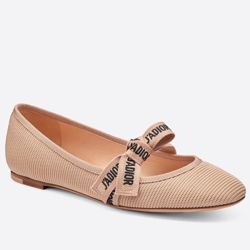 Dior Miss J'Adior Ballerina Flats In Nude Technical Canvas