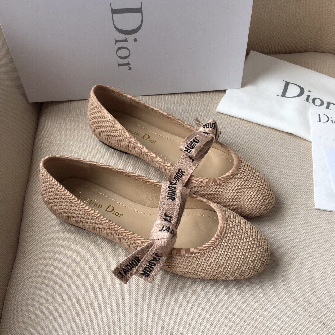 Dior Miss J'Adior Ballerina Flats In Nude Technical Canvas