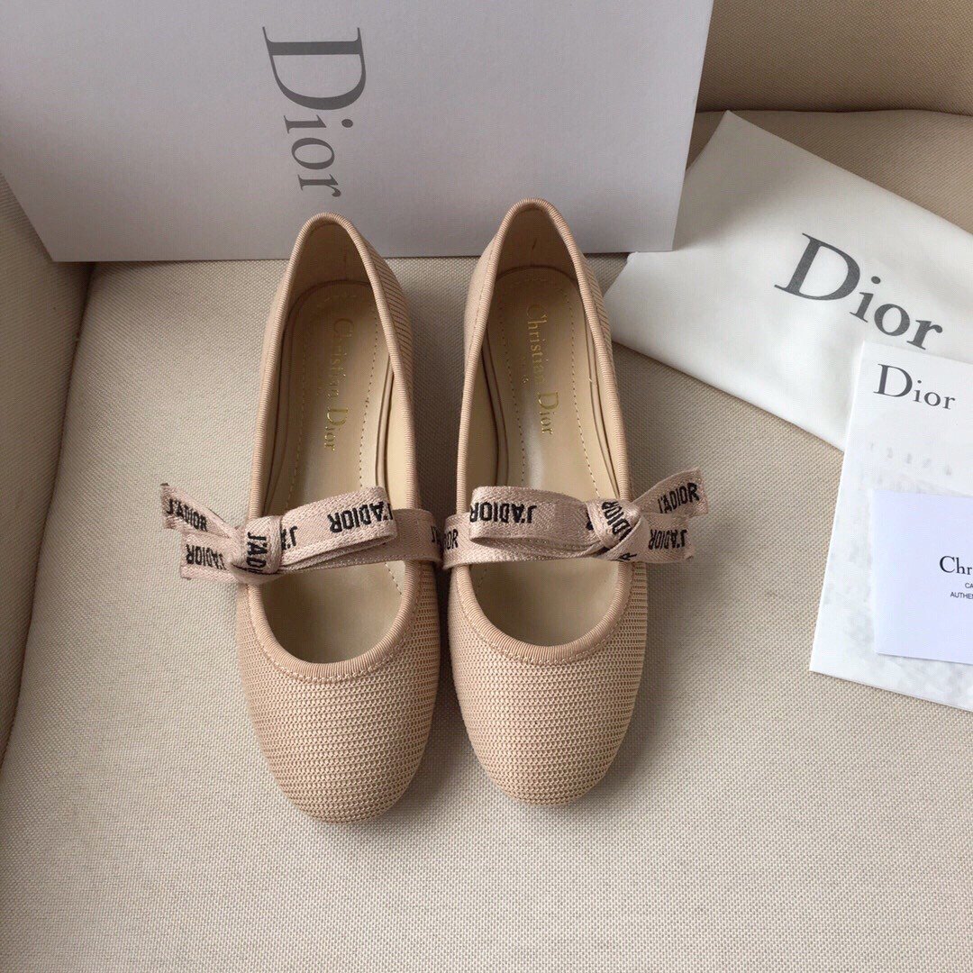 Dior Miss J'Adior Ballerina Flats In Nude Technical Canvas