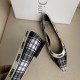 Dior J'Adior Ballet Flats In Black and White Tartan Fabric