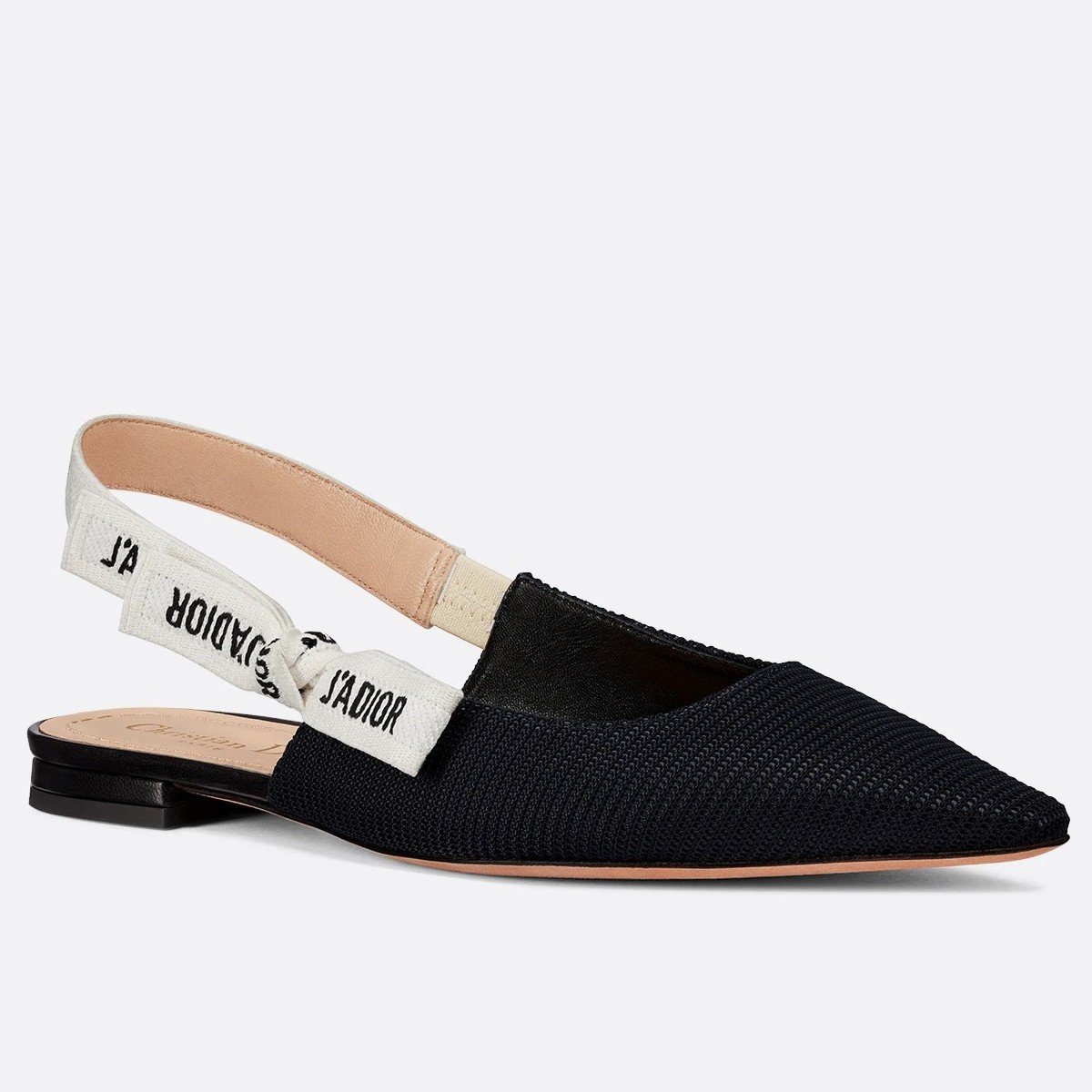 Dior J'Adior Slingback Ballerina Flats In Black Technical Canvas