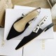 Dior J'Adior Slingback Ballerina Flats In Black Technical Canvas