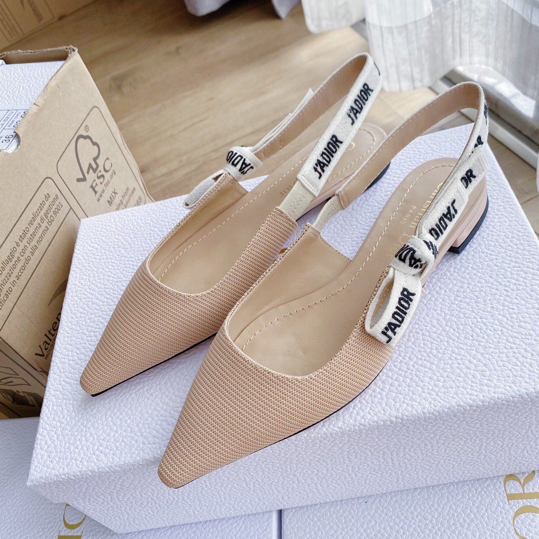 Dior J'Adior Slingback Ballerina Flats In Nude Technical Canvas