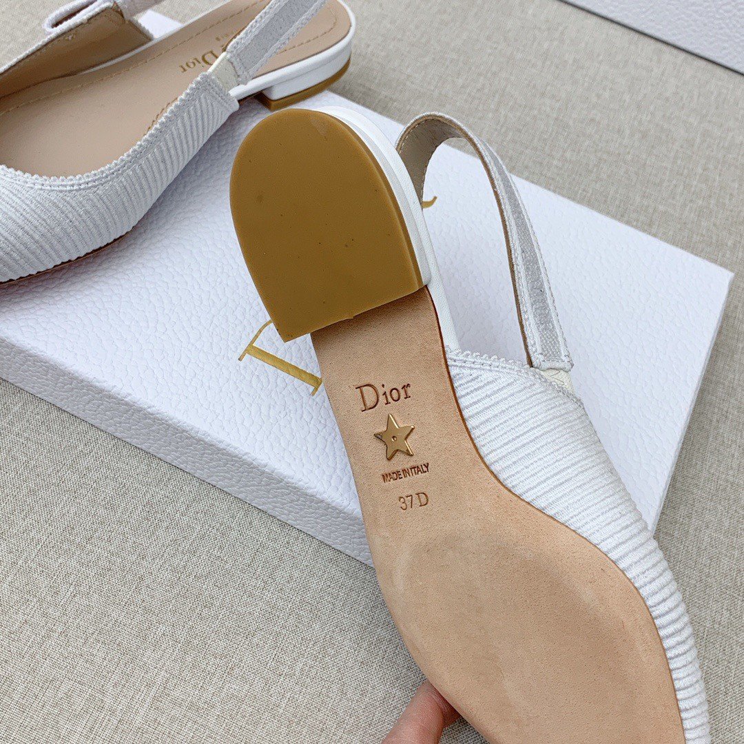 Dior J'Adior Slingback Ballerina Flats In White Technical Canvas