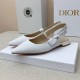 Dior J'Adior Slingback Ballerina Flats In White Technical Canvas