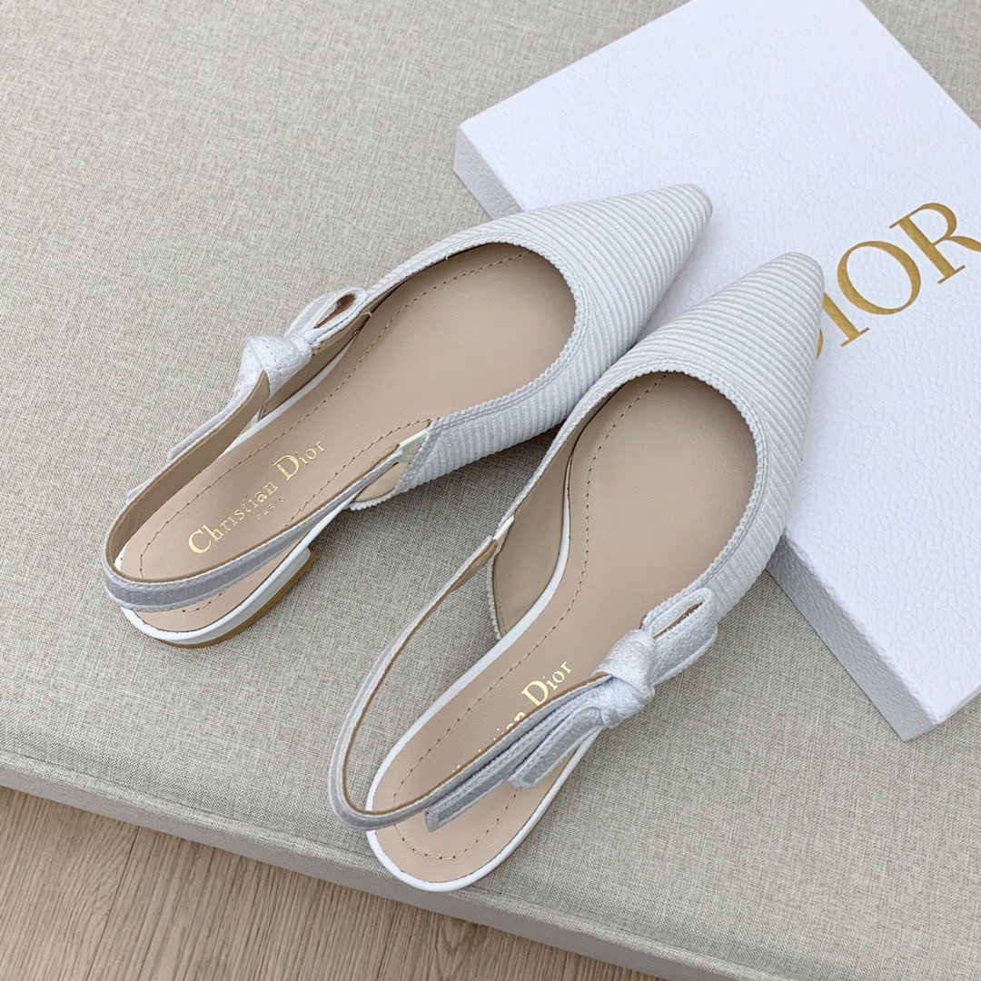 Dior J'Adior Slingback Ballerina Flats In White Technical Canvas