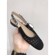 Dior J'Adior Slingback Ballerina Flats In Black Mesh Cannage Embroidery