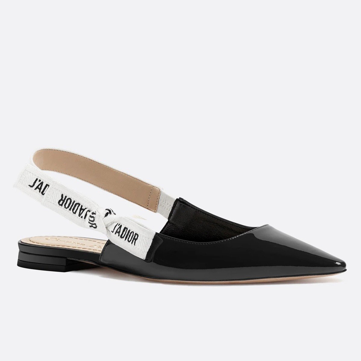 Dior J'Adior Slingback Ballerina Flats In Black Patent Leather