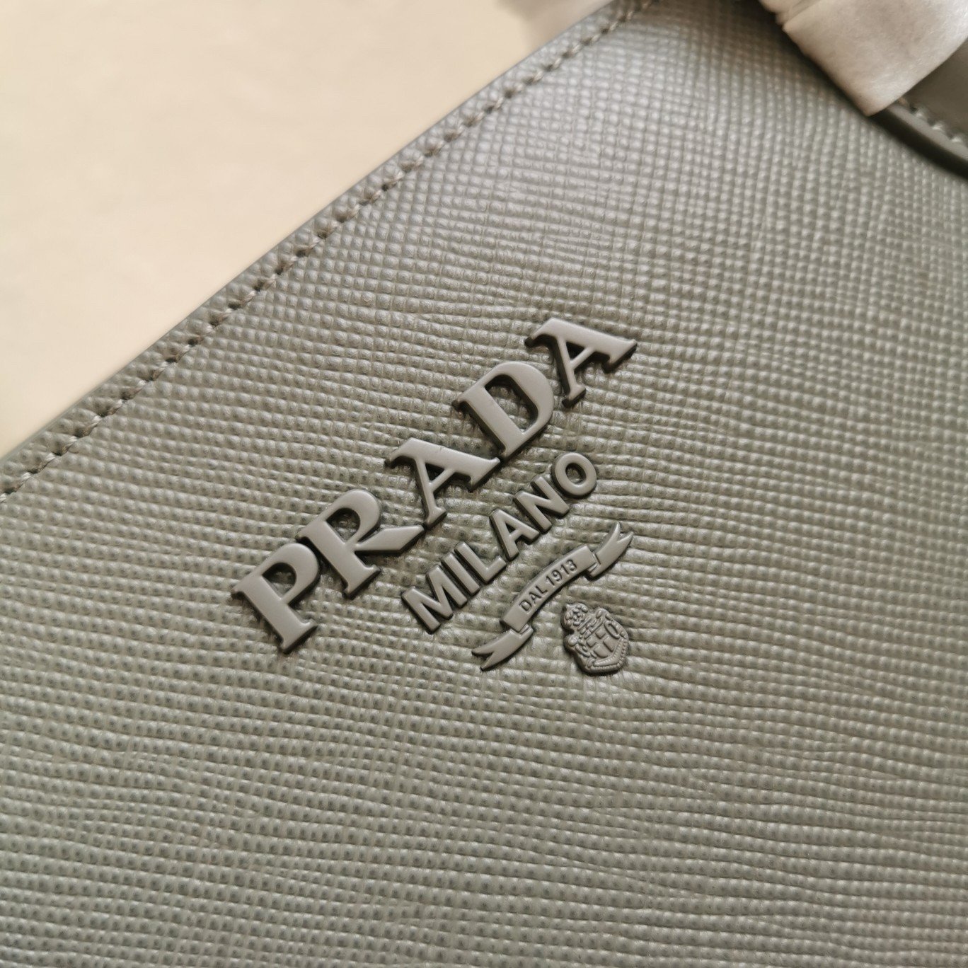 Prada Monochrome Medium Bag In Grey Saffiano Leather