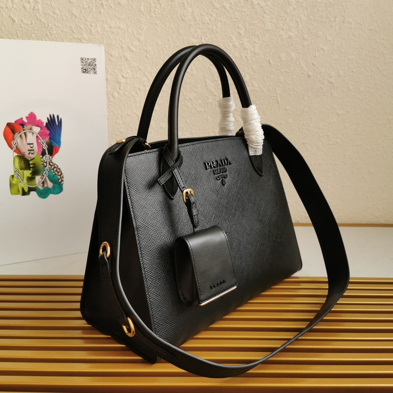 Prada Monochrome Medium Bag In Black Saffiano Leather