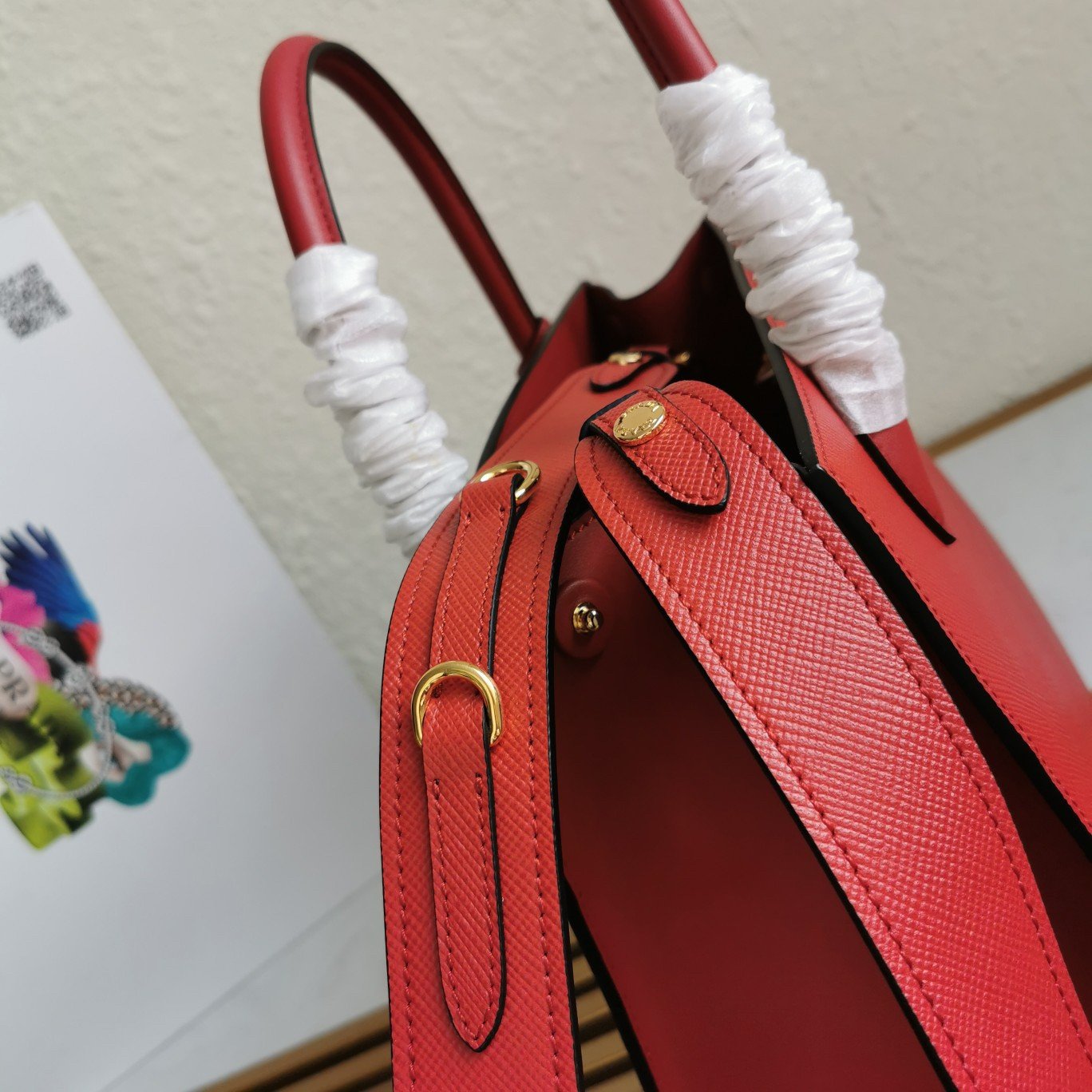 Prada Monochrome Medium Bag In Red Saffiano Leather