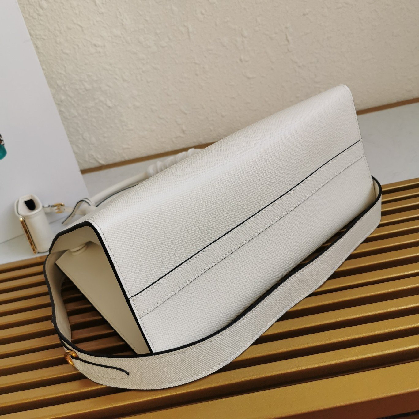 Prada Monochrome Medium Bag In White Saffiano Leather