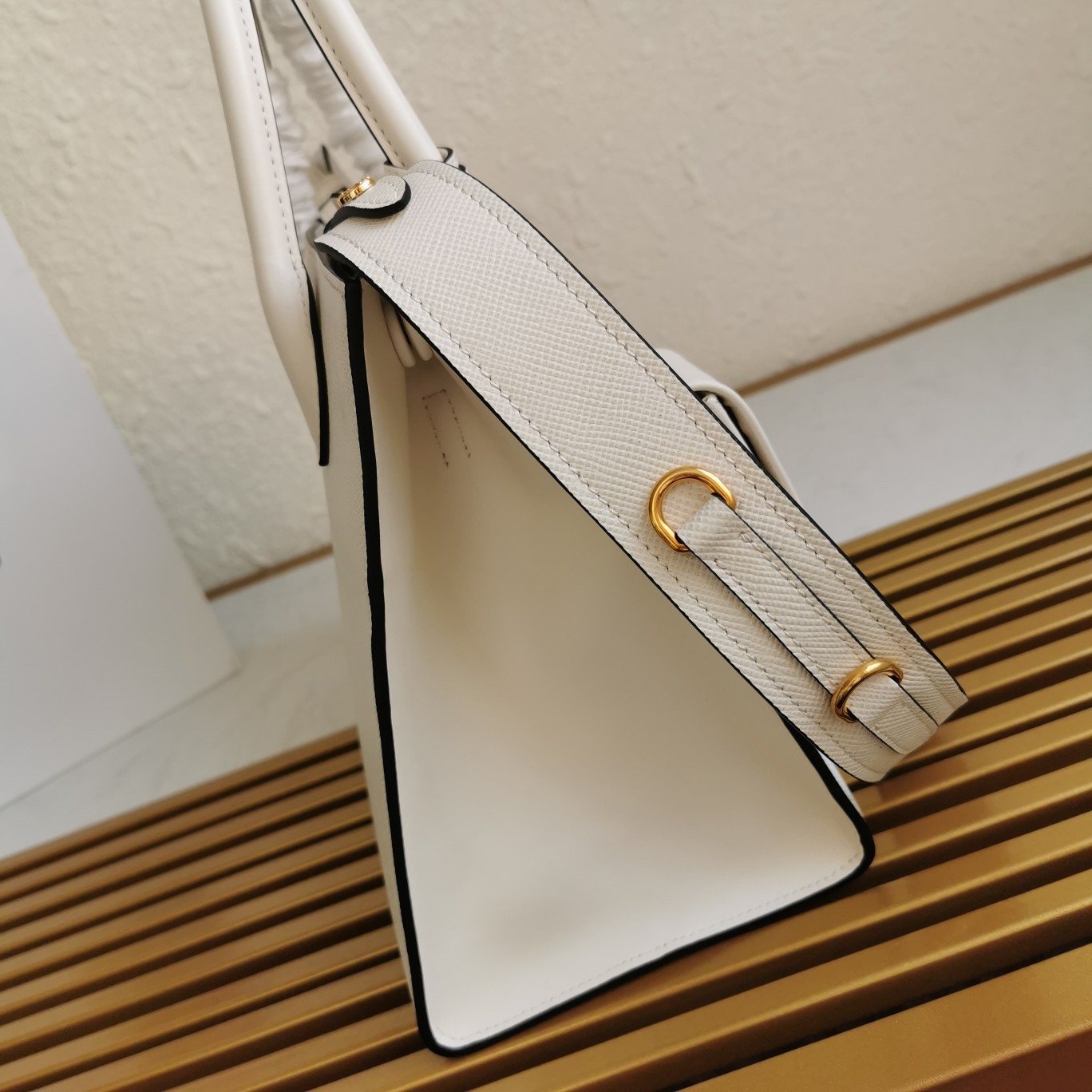 Prada Monochrome Medium Bag In White Saffiano Leather