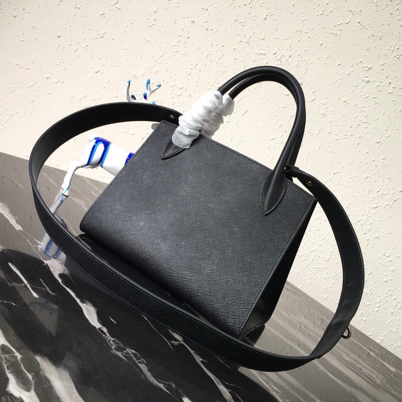 Prada Monochrome Small Bag In Black Saffiano Leather