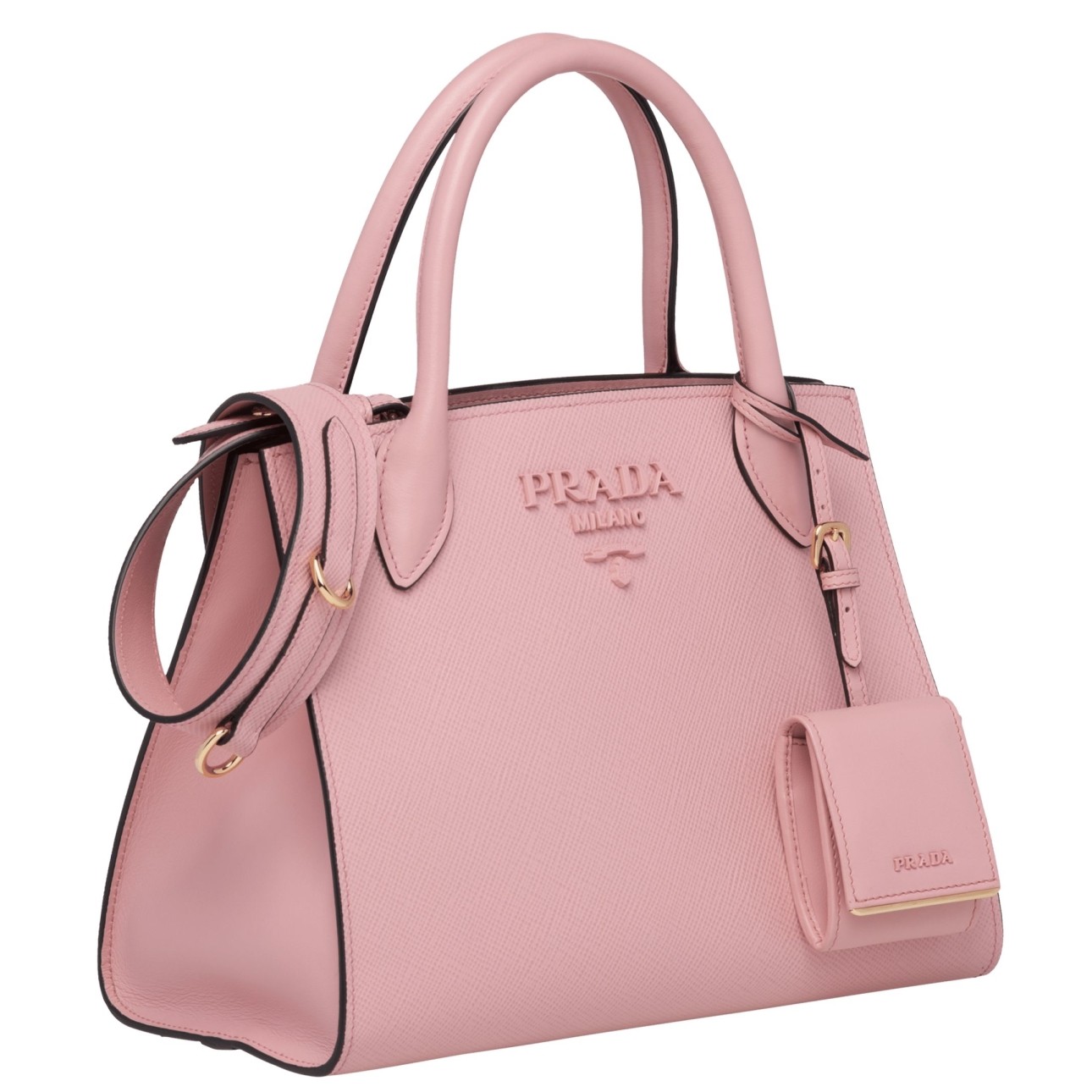 Prada Monochrome Small Bag In Pink Saffiano Leather