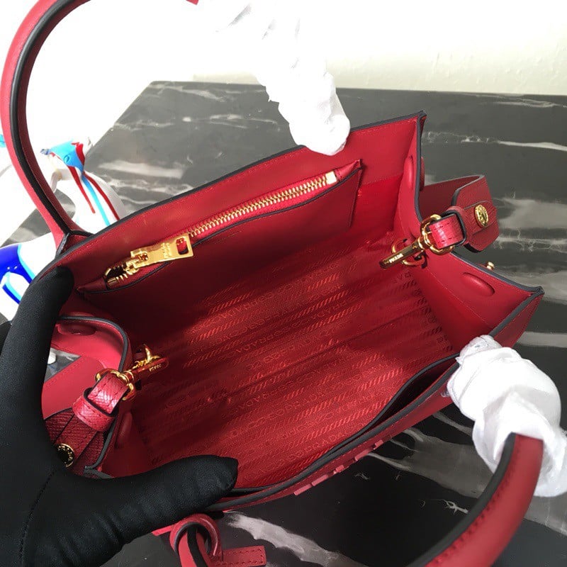 Prada Monochrome Small Bag In Red Saffiano Leather