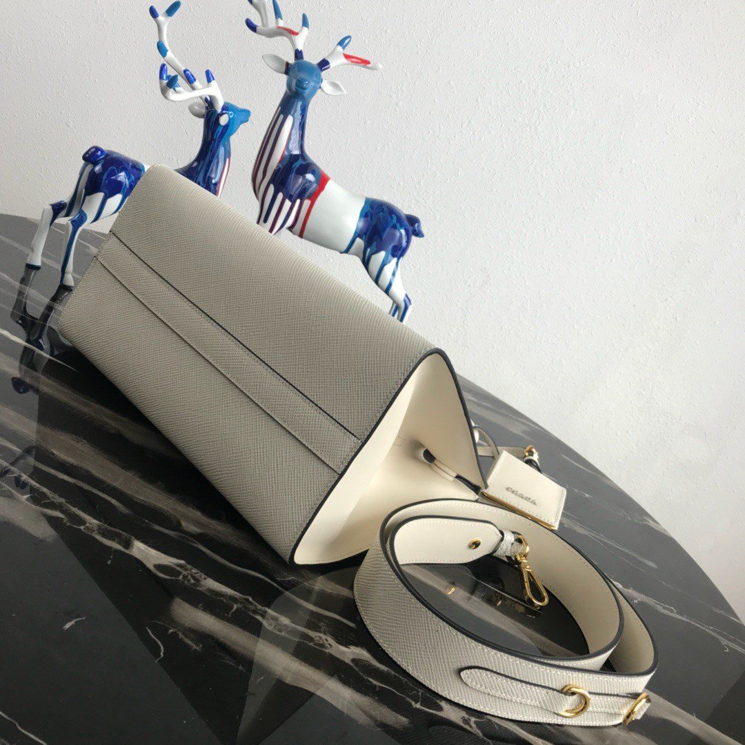 Prada Monochrome Small Bag In White Saffiano Leather