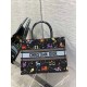 Dior Medium Book Tote Bag In Black Pixel Zodiac Embroidery