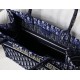 Dior Medium Book Tote Bag In Blue Velvet Oblique Embroidered