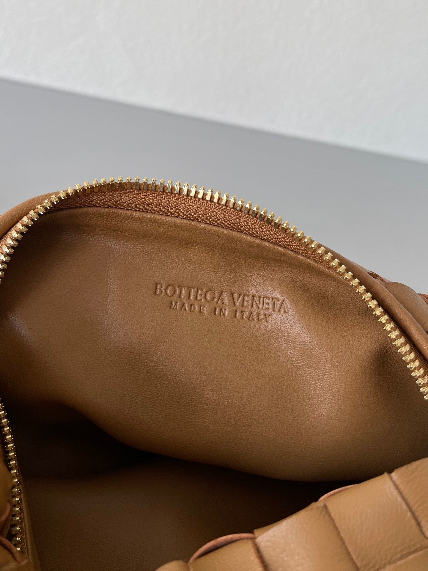 Bottega Veneta BV Jodie Mini Bag In Caramel Intrecciato Lambskin