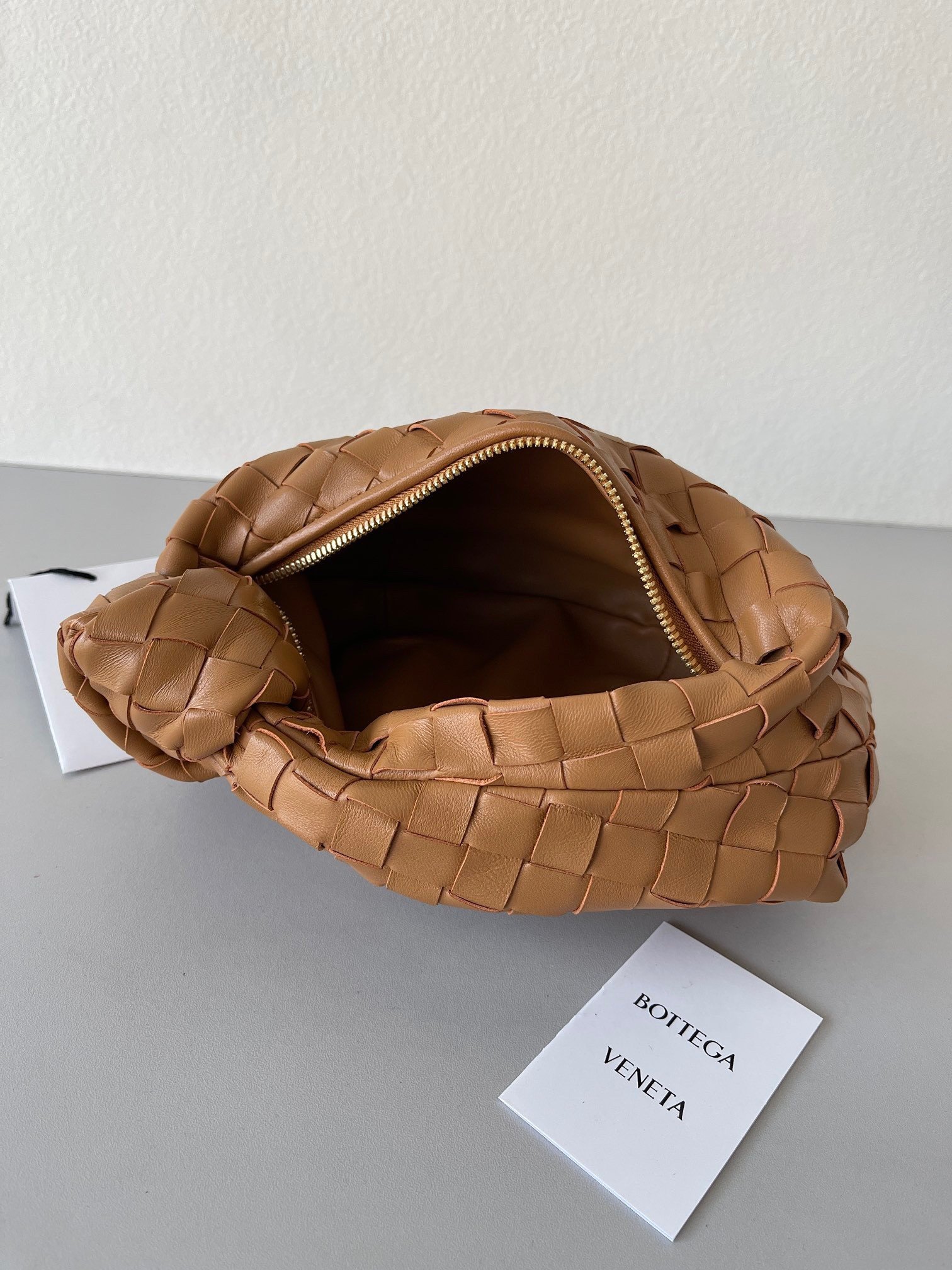 Bottega Veneta BV Jodie Mini Bag In Caramel Intrecciato Lambskin