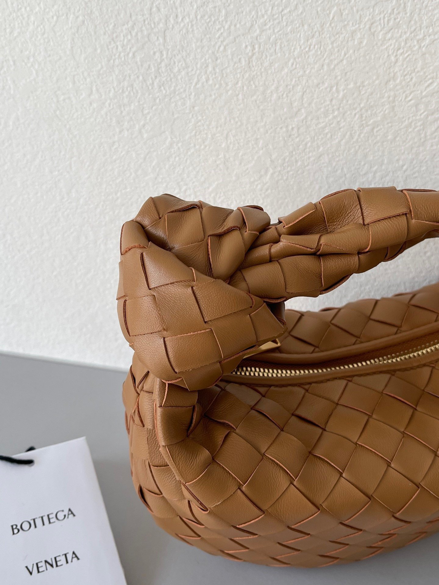 Bottega Veneta BV Jodie Mini Bag In Caramel Intrecciato Lambskin