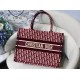 Dior Medium Book Tote Bag In Bordeaux Velvet Oblique Embroidered