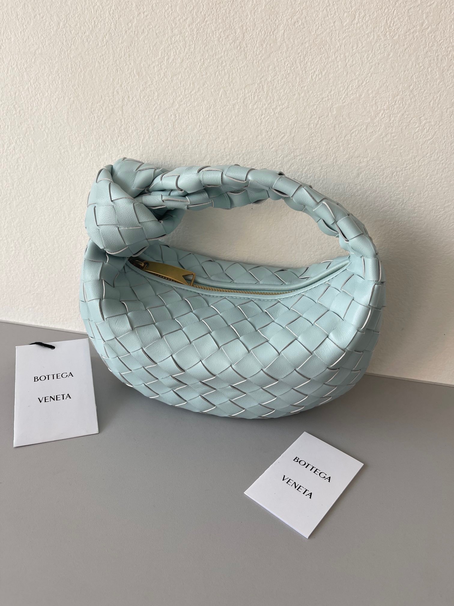 Bottega Veneta BV Jodie Mini Bag In Teal Washed Intrecciato Lambskin