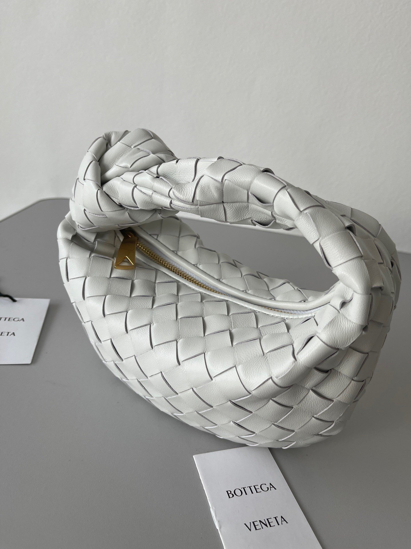 Bottega Veneta BV Jodie Mini Bag In White Intrecciato Lambskin