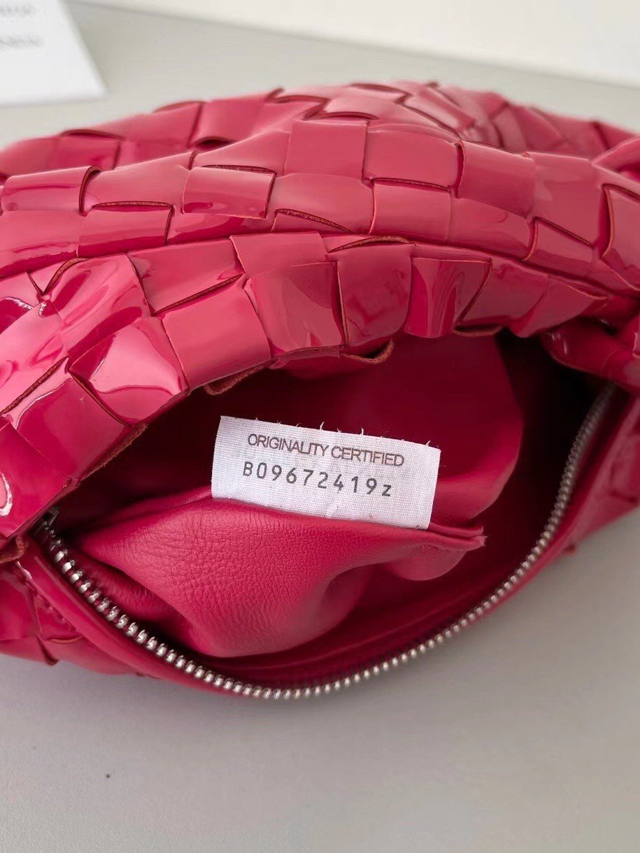 Bottega Veneta BV Jodie Mini Bag In Red Intrecciato Patent Leather