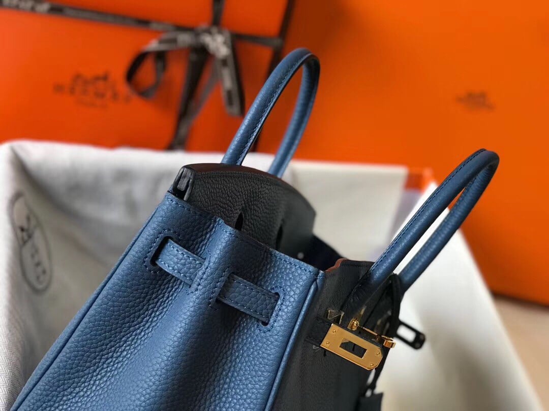 Hermes Birkin 25 Bag In Blue Agate Clemence Leather with GHW