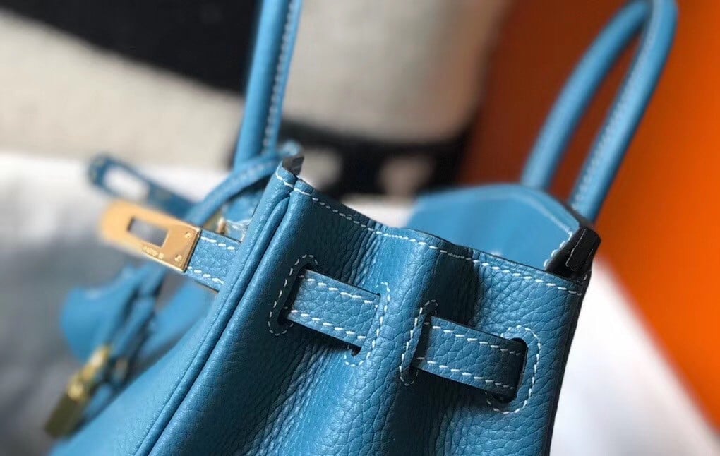 Hermes Birkin 25 Bag In Blue Jean Clemence Leather with GHW